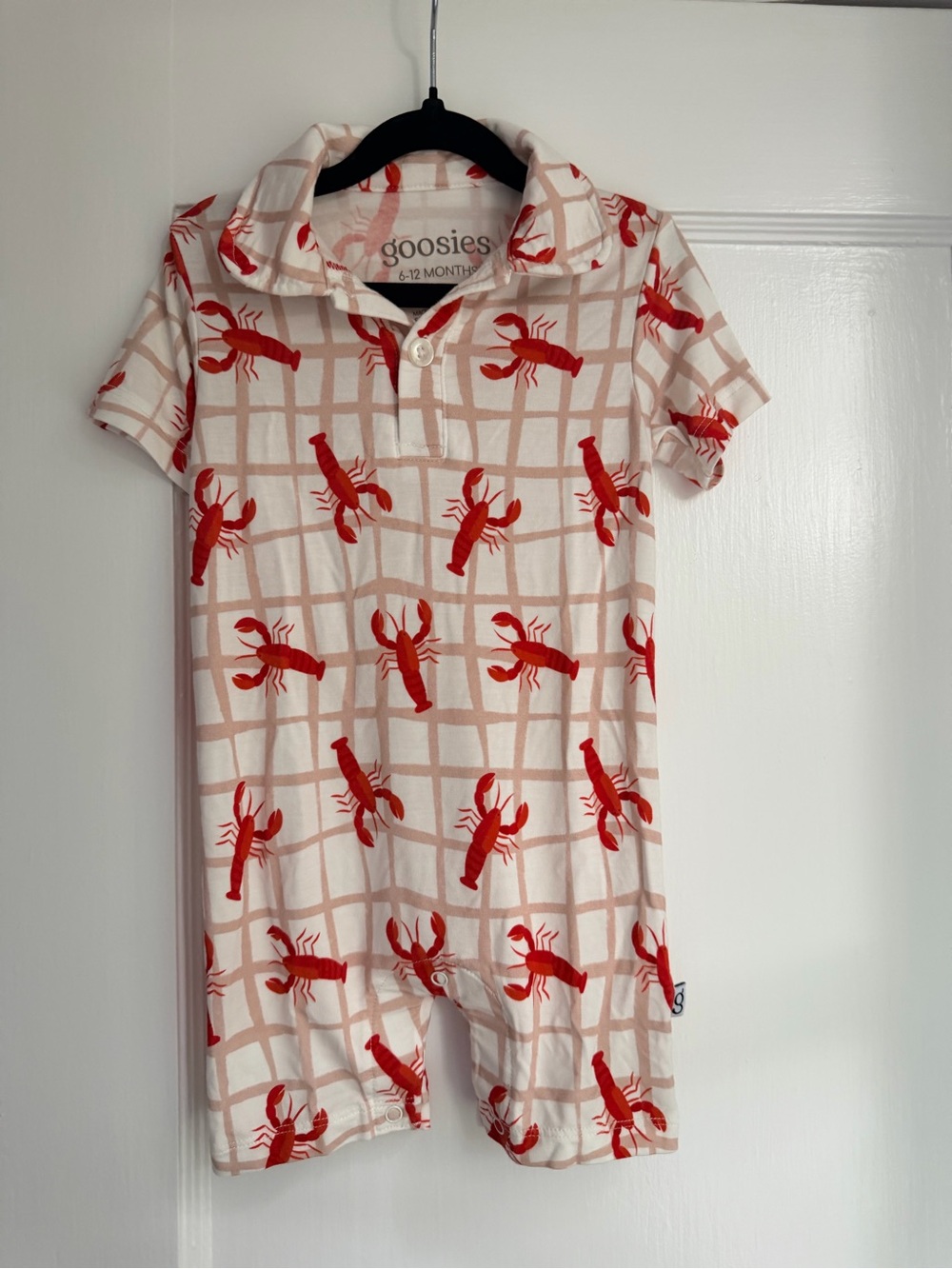 Baby Lobster Print Collared Romper